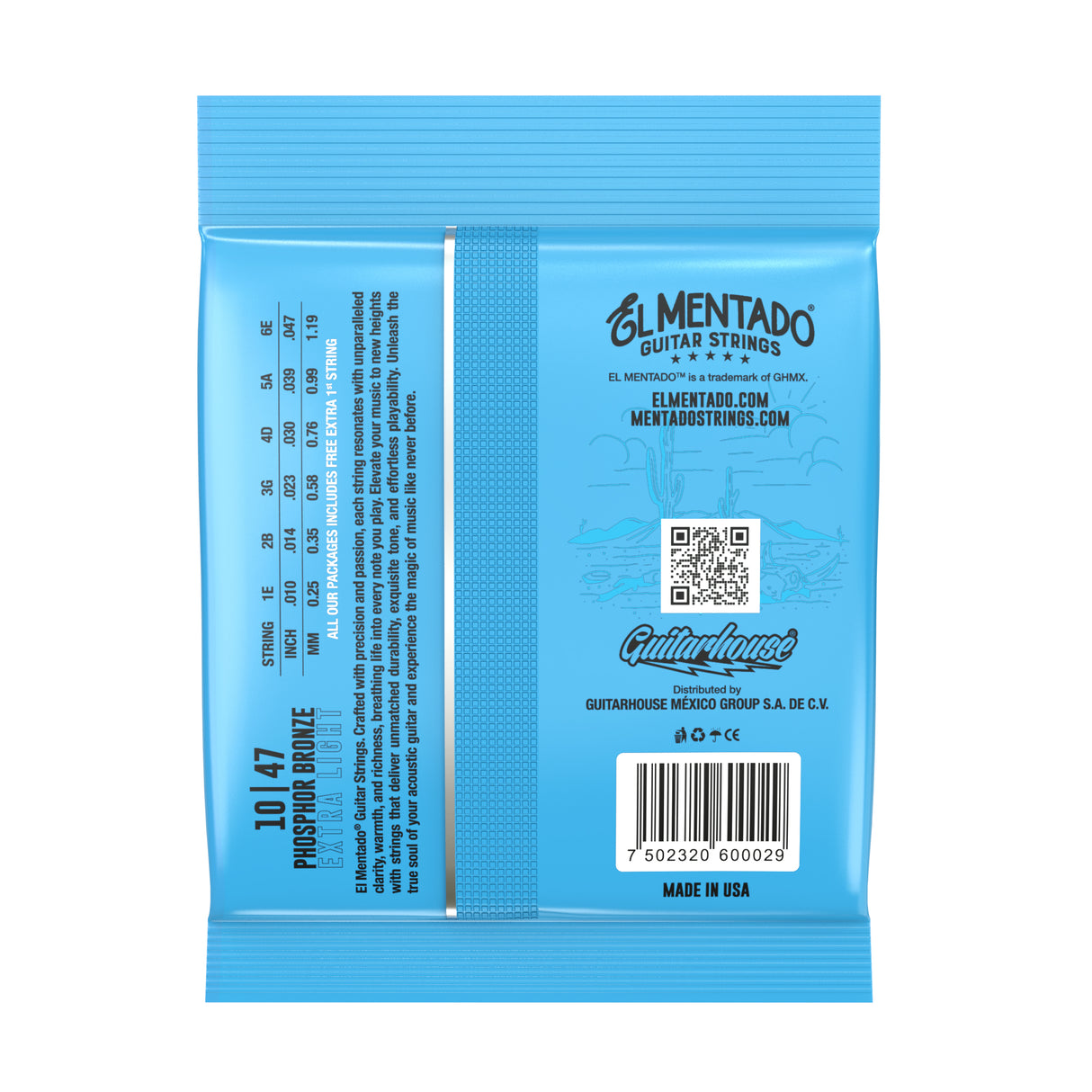 10|47 PHOSPHOR BRONZE : Acoustic Guitar Strings 3-PACK | EL MENTADO™