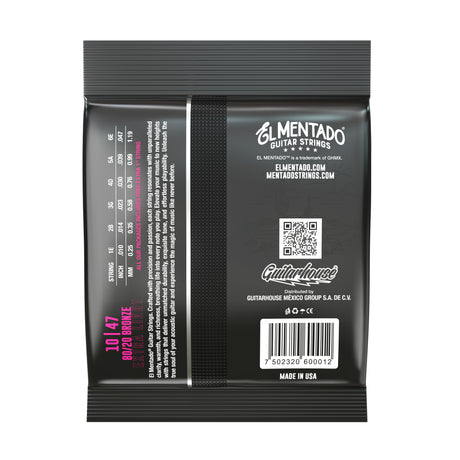10|47 80/20 BRONZE : Docerola Guitar Strings (Pairs) 6-PACK | EL MENTADO™