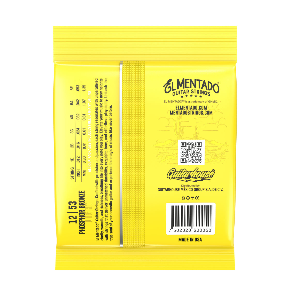 12|53 PHOSPHOR BRONZE : Acoustic Guitar Strings 12-PACK | EL MENTADO™