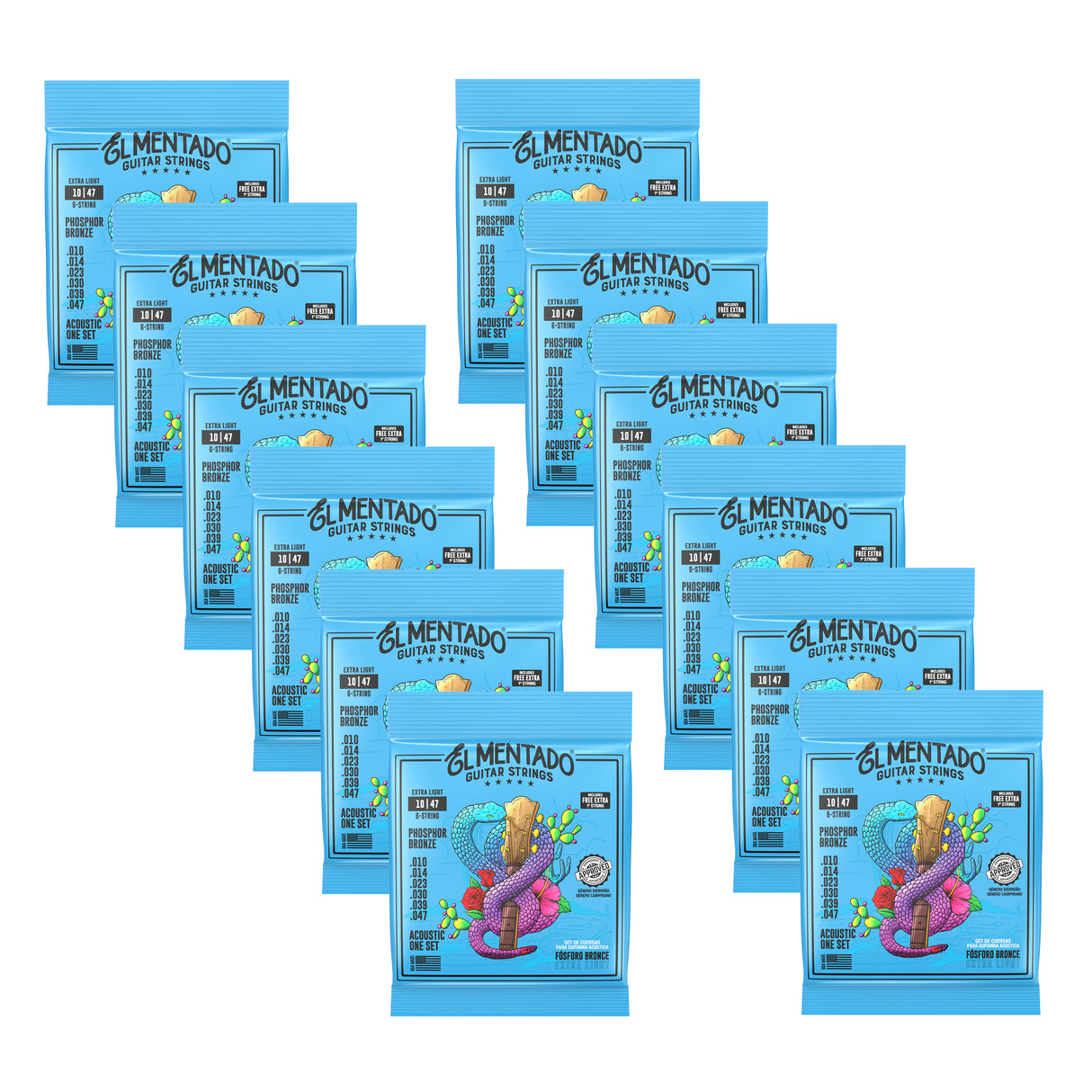10|47 PHOSPHOR BRONZE : Acoustic Guitar Strings 12-PACK | EL MENTADO™