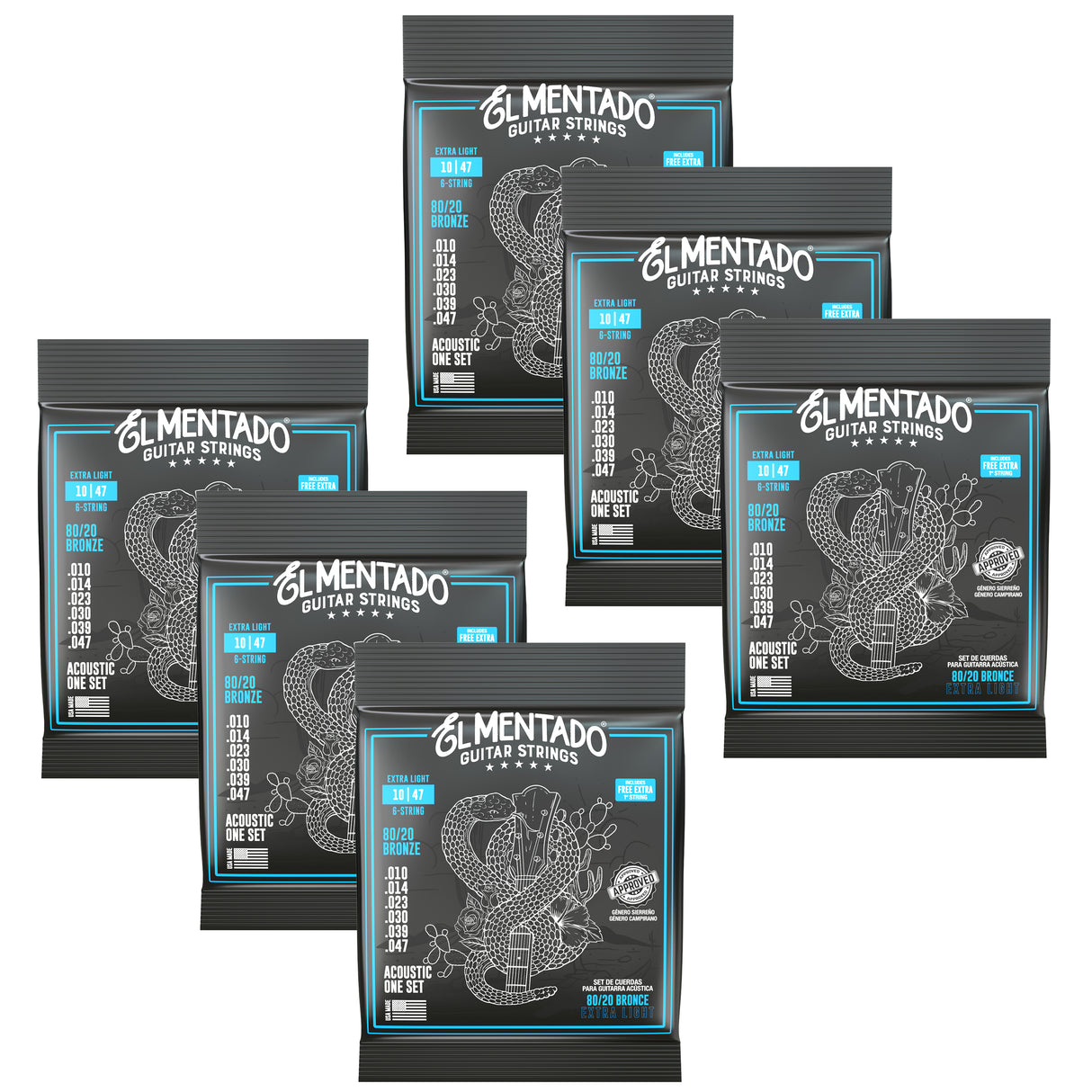 10|47 80/20 BRONZE : Acoustic Guitar Strings 6-PACK | EL MENTADO™